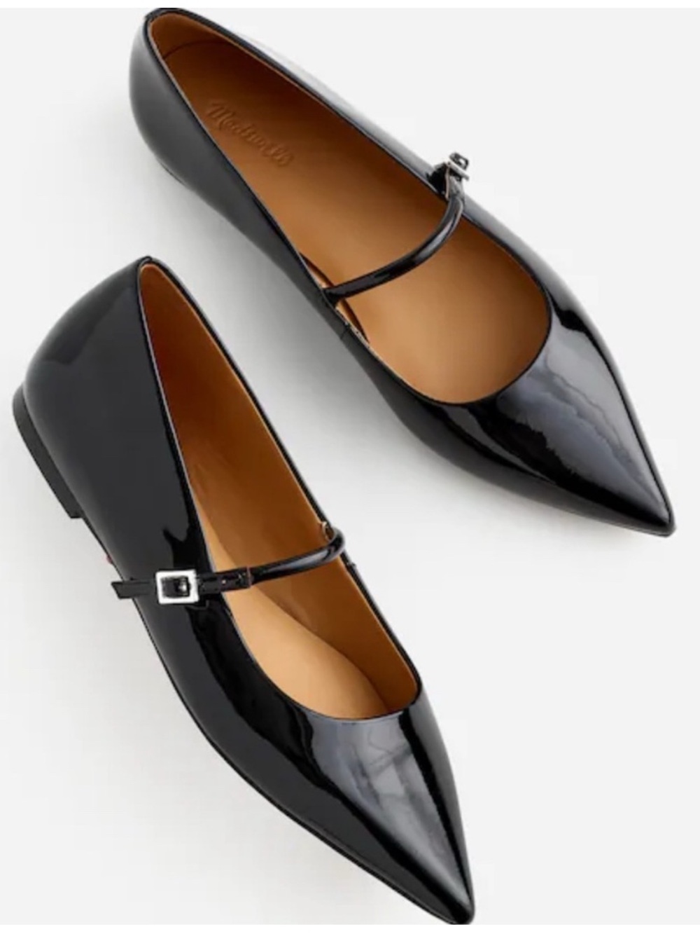 Madewell Black Patent Pointed Mary Jane Flats
